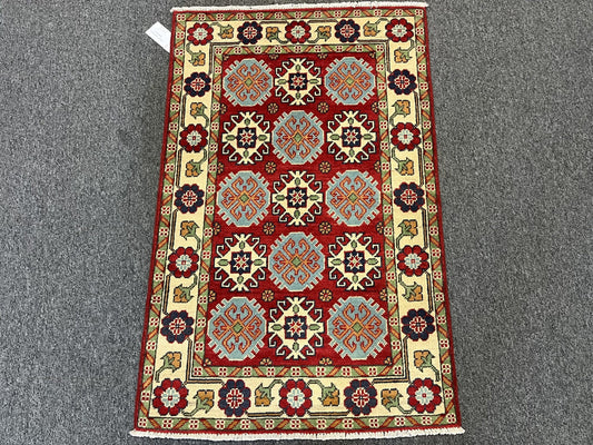 3' X 4' Fine Kazak Handmade Wool Rug # 13352