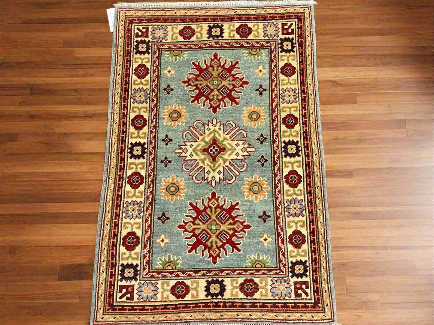 3X4 Light Blue Kazak Handmade Wool Rug # 13353