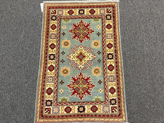 3' X 4' Fine Kazak Handmade Wool Rug # 13353
