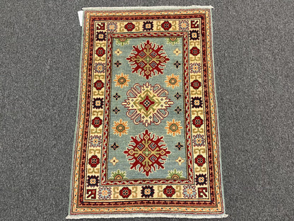 3X4 Light Blue Kazak Handmade Wool Rug # 13353