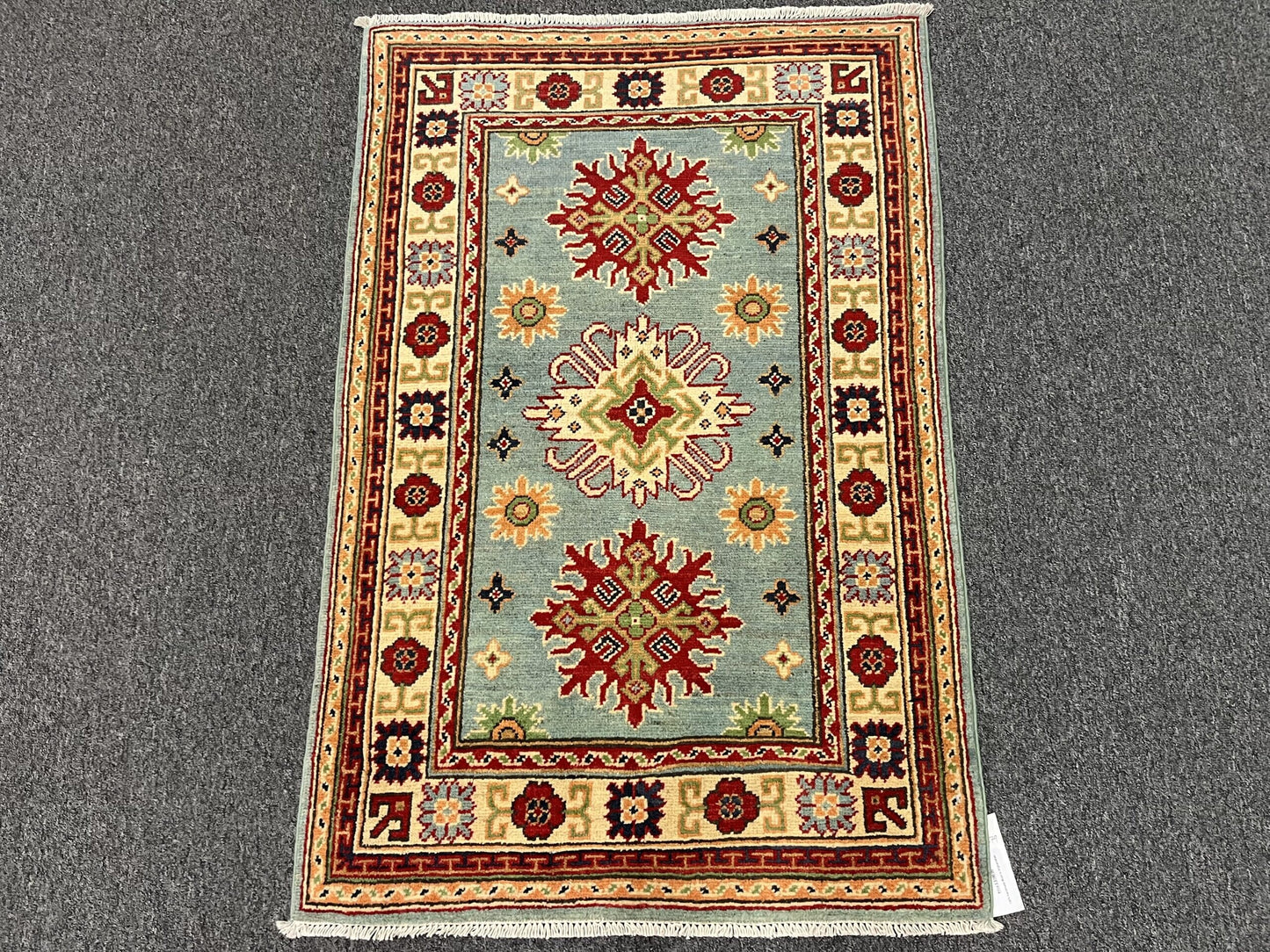 3X4 Light Blue Kazak Handmade Wool Rug # 13353