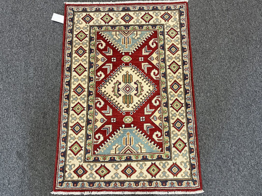 3' X 4' Fine Kazak Handmade Wool Rug # 13331