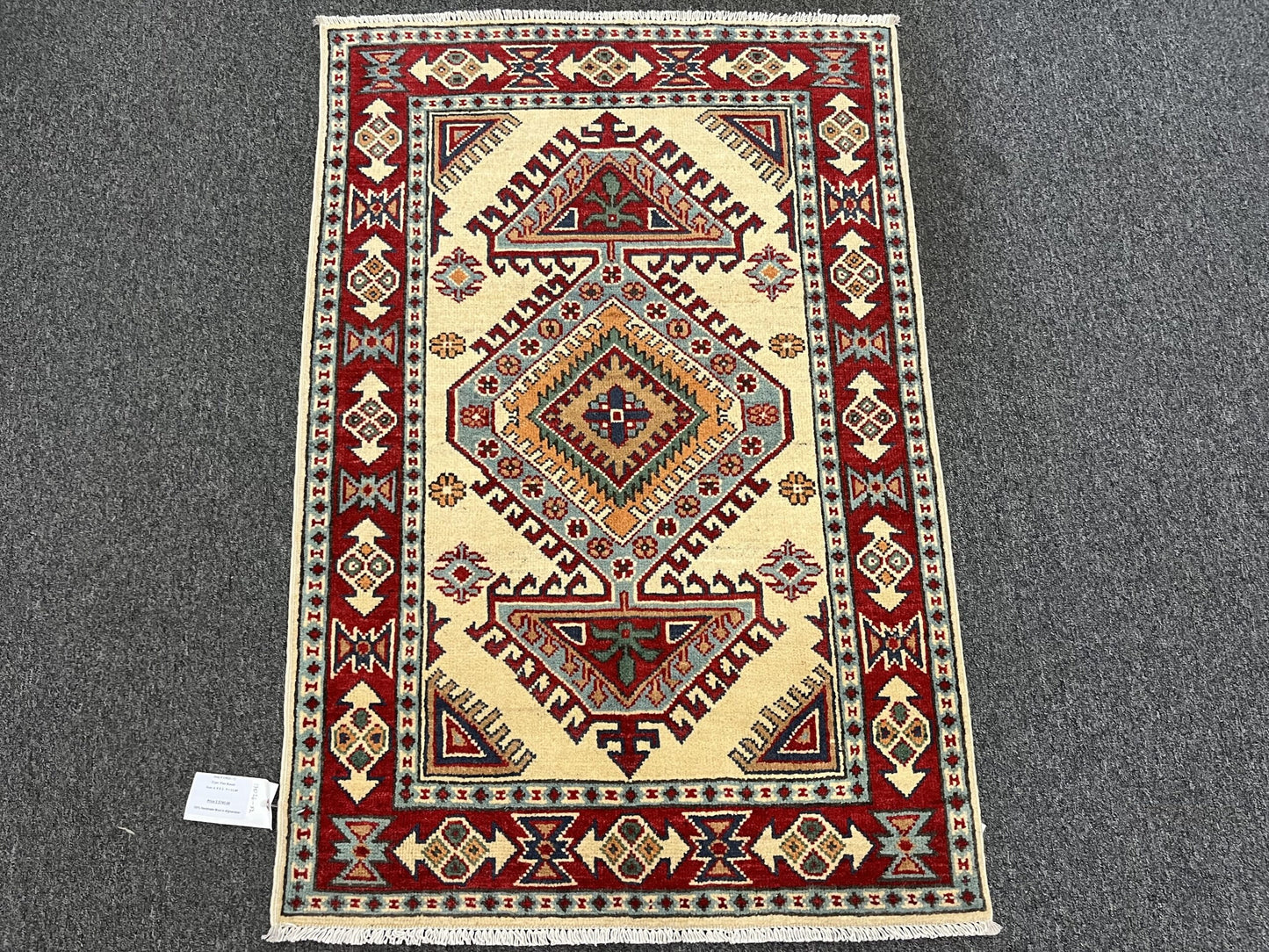 3X4 Beige Kazak Handmade Wool Rug # 13026