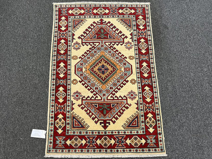 3X4 Beige Kazak Handmade Wool Rug # 13026