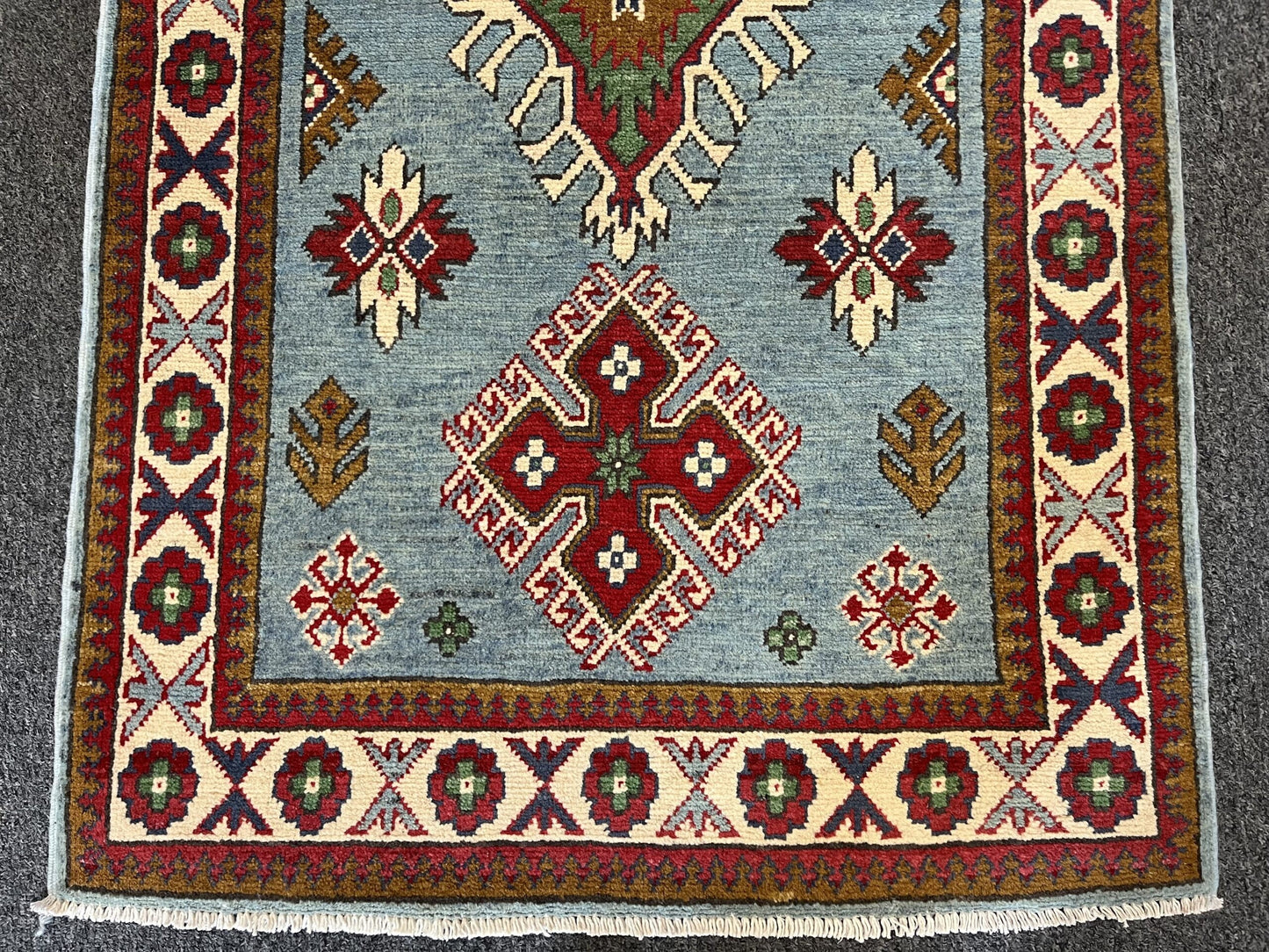 Light Blue 3X4 Kazak Handmade Wool Rug # 13303