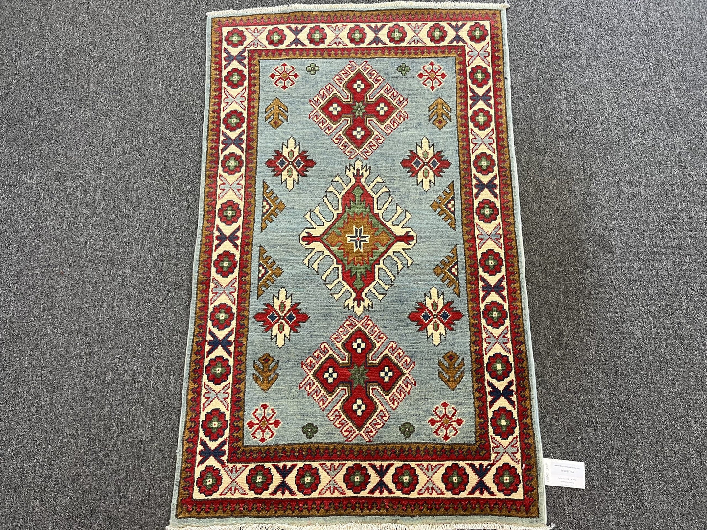 Light Blue 3X4 Kazak Handmade Wool Rug # 13303