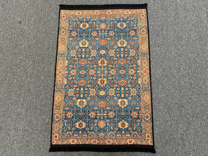 Light Blue Machine Washable Area Rug