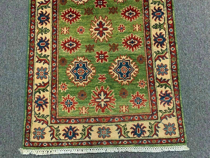 Green Kazak 3X4 Handmade Wool Rug # 11716